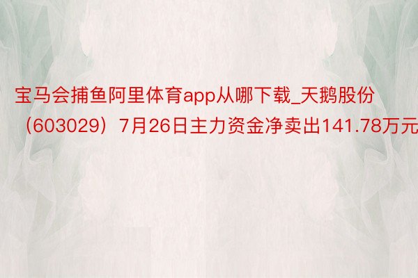 宝马会捕鱼阿里体育app从哪下载_天鹅股份（603029）7月26日主力资金净卖出141.78万元