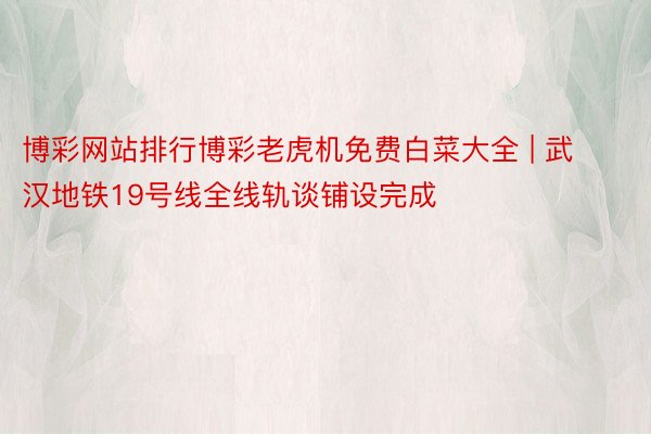 博彩网站排行博彩老虎机免费白菜大全 | 武汉地铁19号线全线轨谈铺设完成